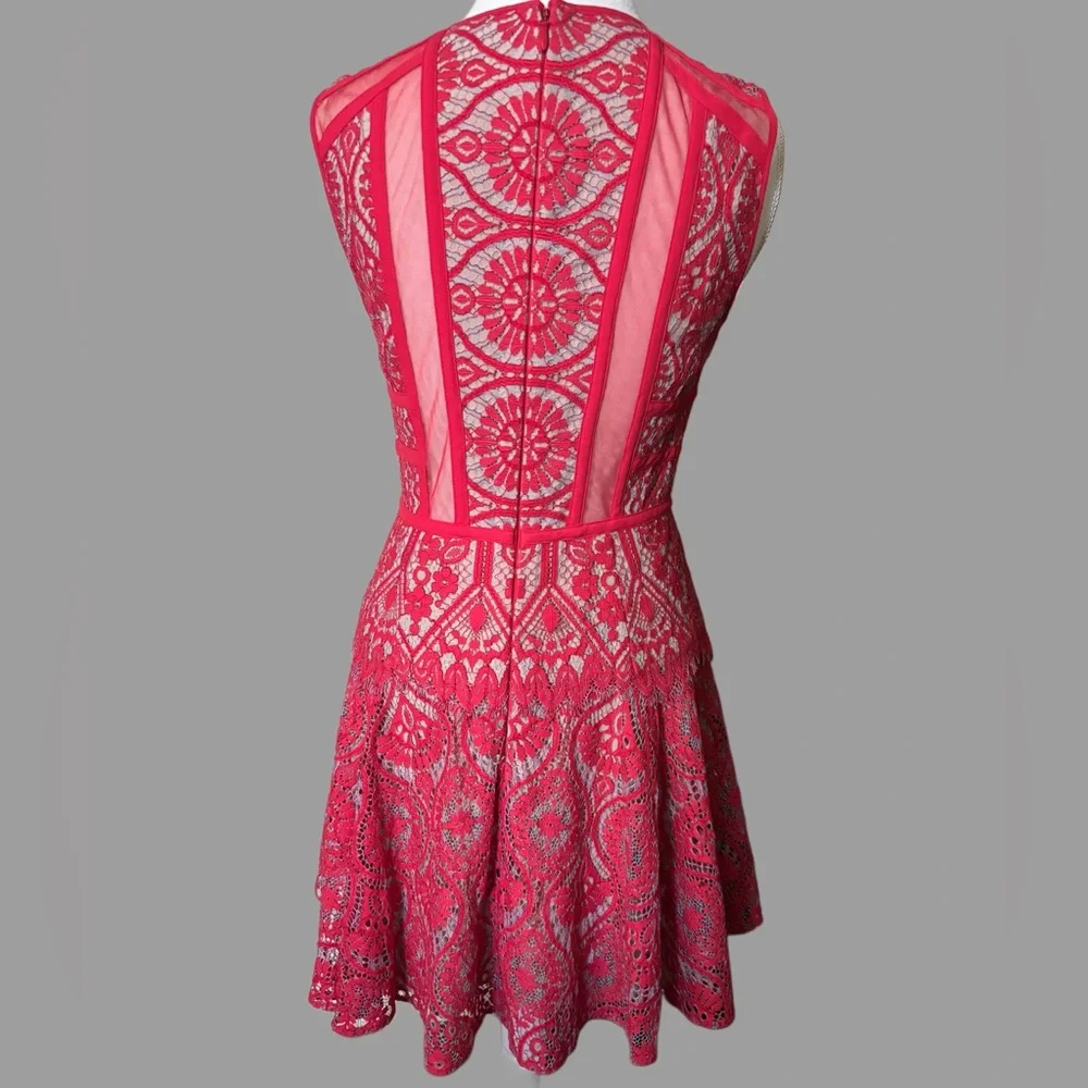BCBG Max Azria Elegant Red Lace Dress - Picture 5 of 12